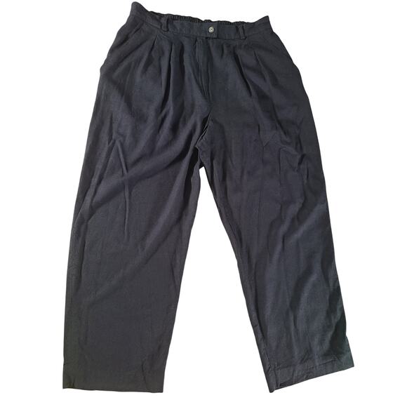 90s Vintage Quiet Luxury Minimalist Grunge Pleated 16w Black Pants - Picture 1 of 4